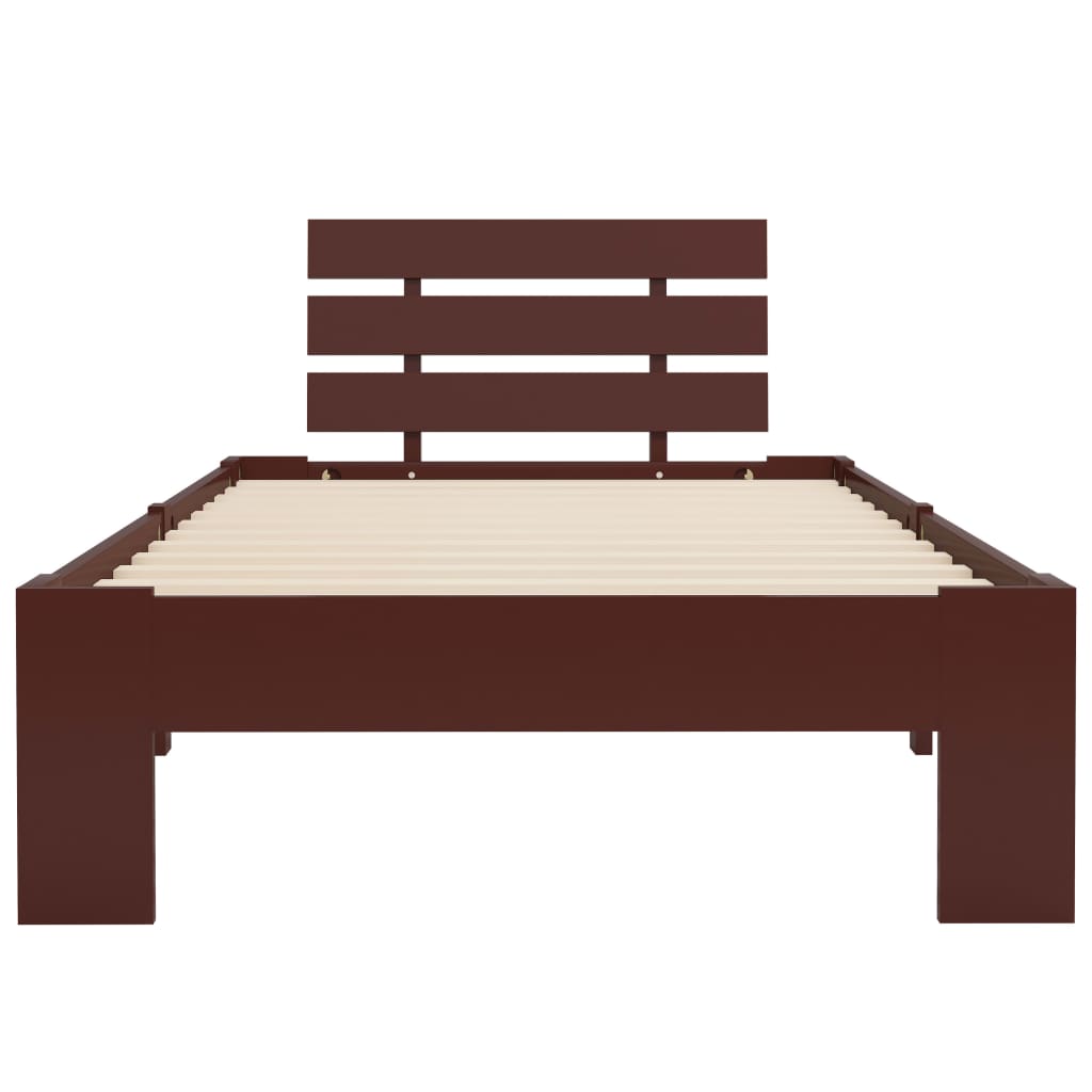 vidaXL Bed Frame without Mattress Dark Brown Solid Pine Wood 100x200 cm
