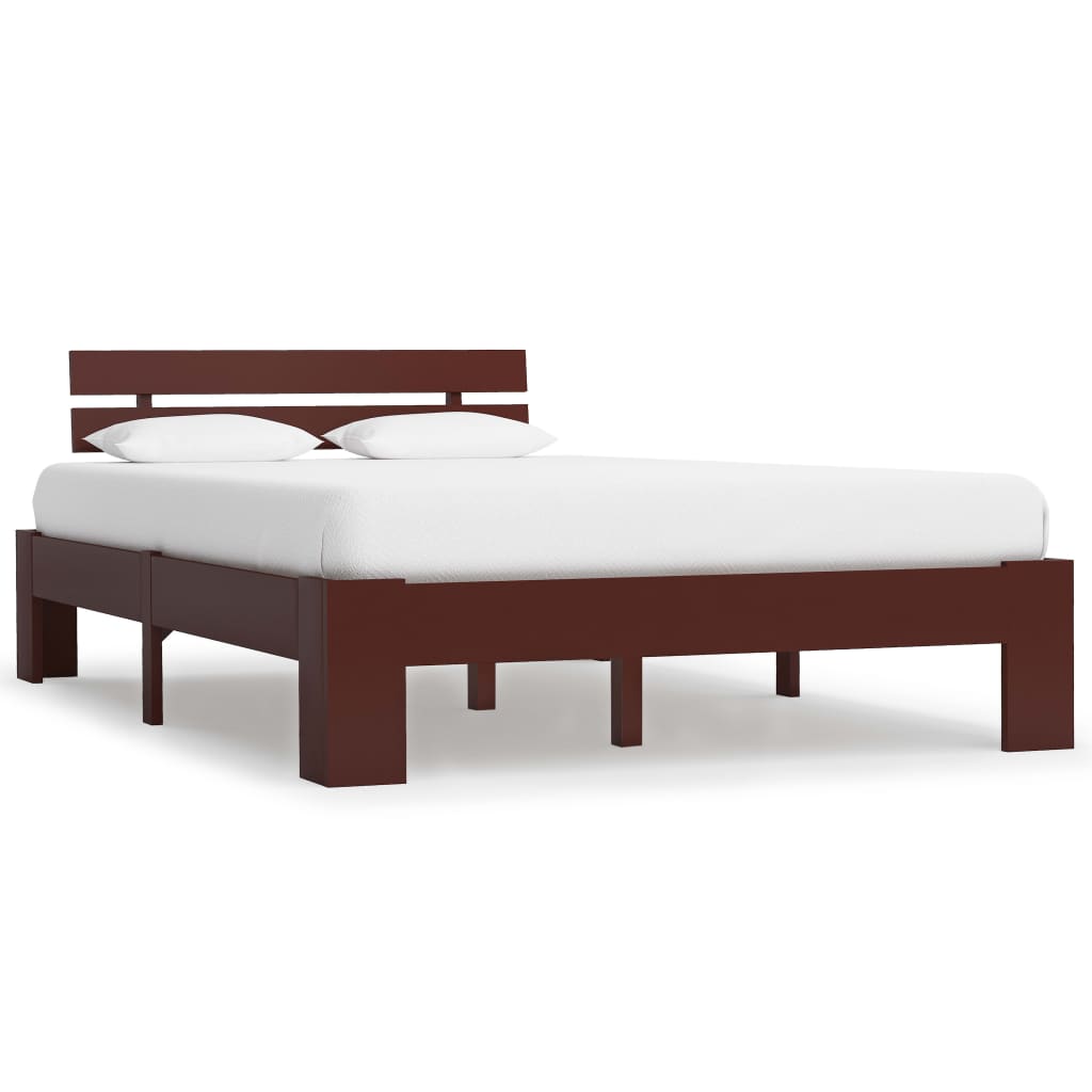 vidaXL Bed Frame | Dark Brown | Solid pine wood, plywood | Double | Durable