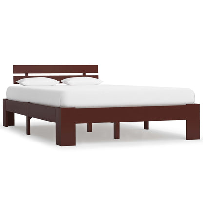 vidaXL Bed Frame | Dark Brown | Solid pine wood, plywood | Double | Durable