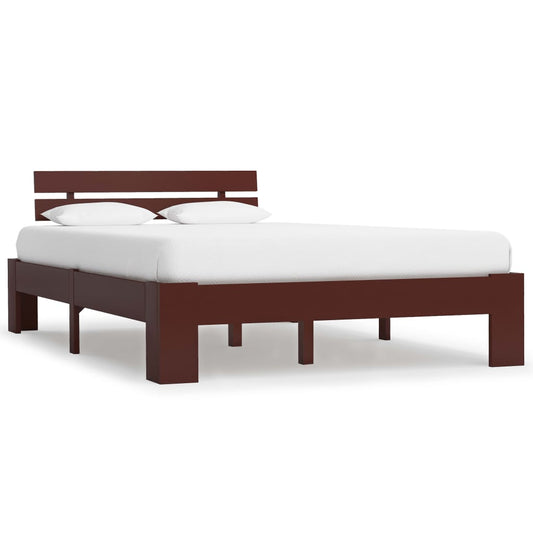 vidaXL Bed Frame | Dark Brown | Solid pine wood, plywood | Double | Durable