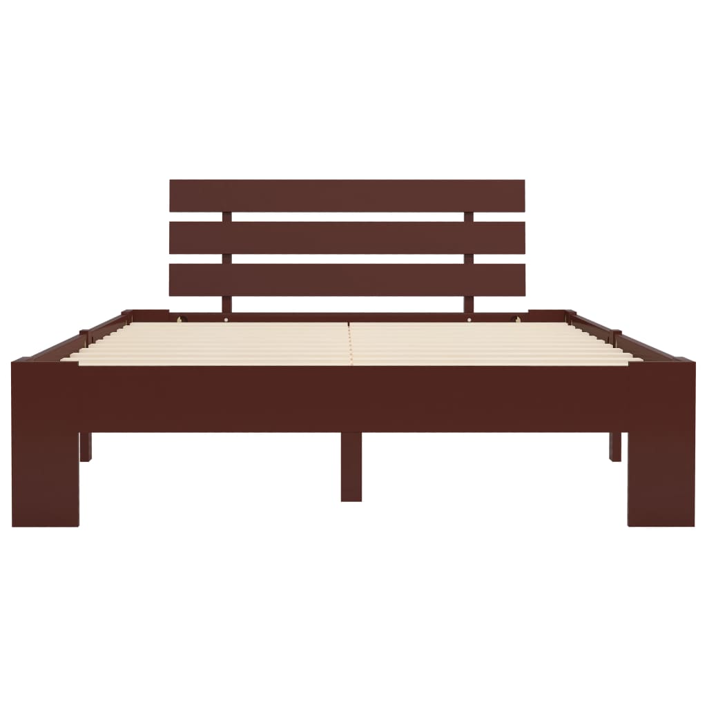 vidaXL Bed Frame | Dark Brown | Solid pine wood, plywood | Double | Durable
