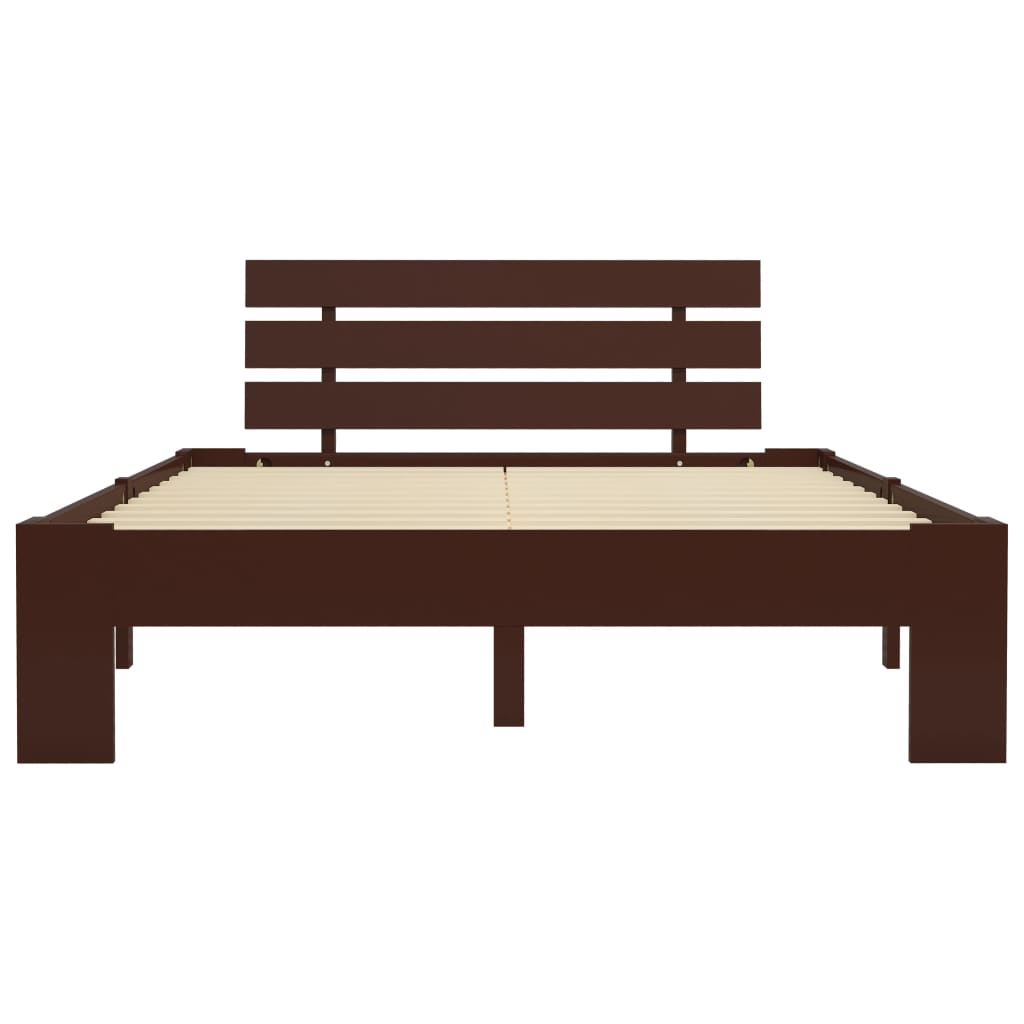 vidaXL Bed Frame without Mattress Dark Brown Solid Pine Wood 140x200 cm