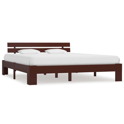 vidaXL Bed Frame | Dark Brown | Solid pine wood frame and plywood slats