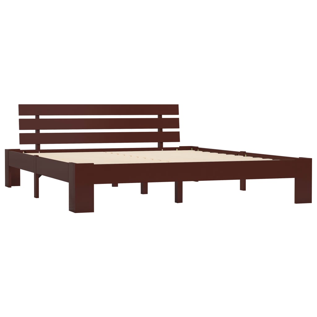 vidaXL Bed Frame | Dark Brown | Solid pine wood frame and plywood slats