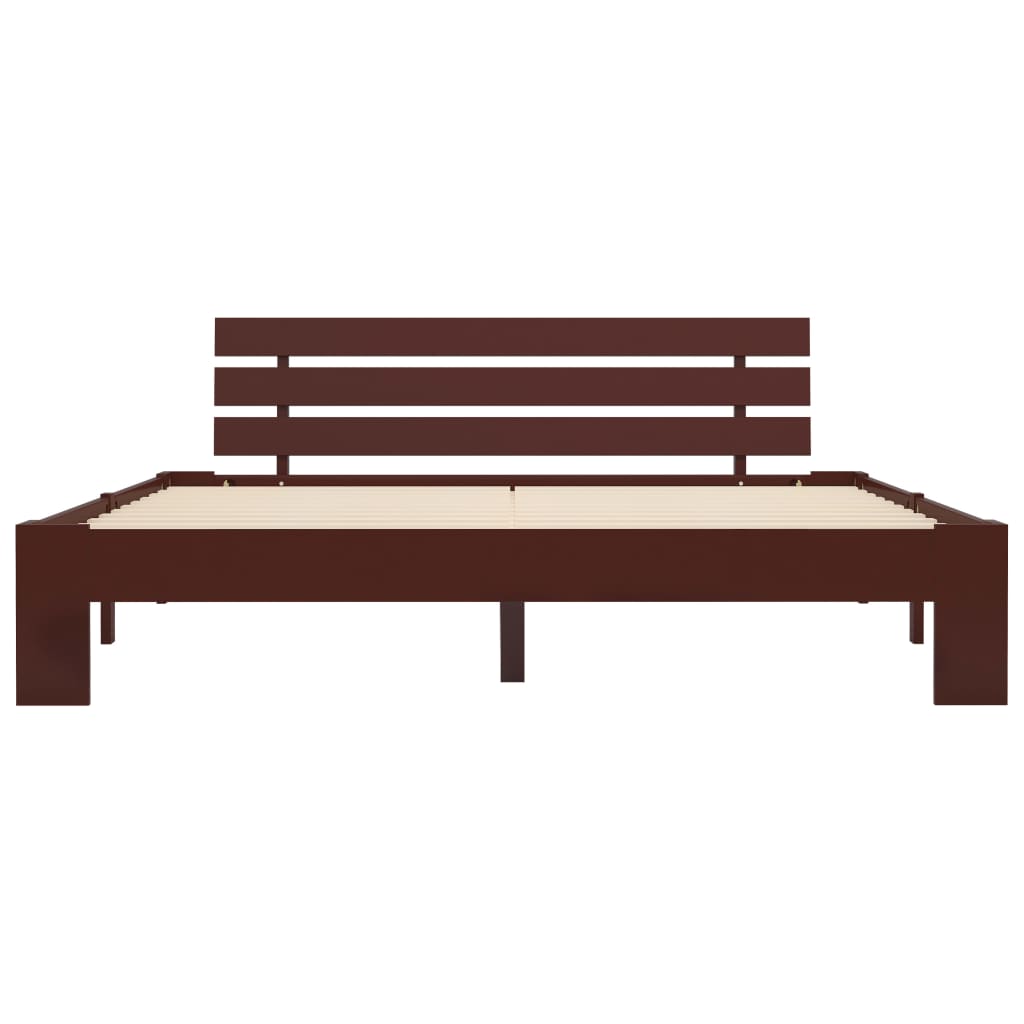 vidaXL Bed Frame | Dark Brown | Solid pine wood frame and plywood slats