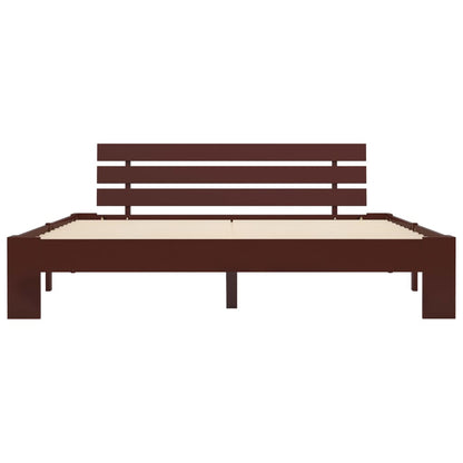 vidaXL Bed Frame | Dark Brown | Solid pine wood frame and plywood slats