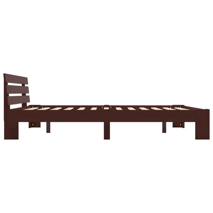 vidaXL Bed Frame | Dark Brown | Solid pine wood frame and plywood slats