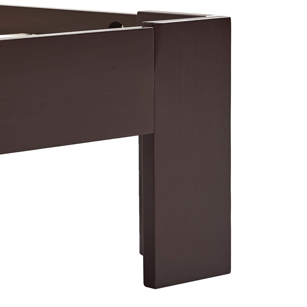 vidaXL Bed Frame | Dark Brown | Solid pine wood frame and plywood slats