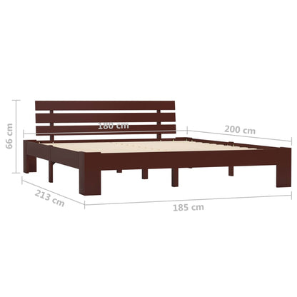 vidaXL Bed Frame | Dark Brown | Solid pine wood frame and plywood slats