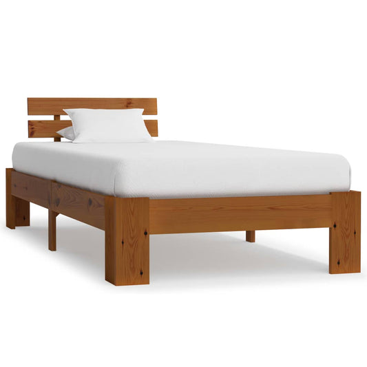 vidaXL Bed Frame | Honey Brown | Solid pine wood, Plywood | Single | Durable