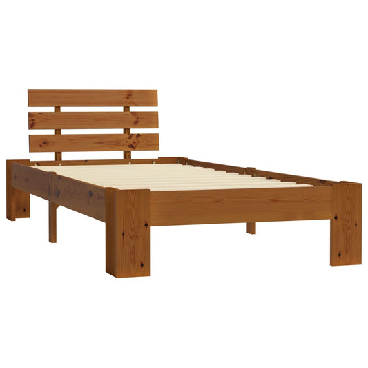 vidaXL Bed Frame | Honey Brown | Solid pine wood, Plywood | Single | Durable