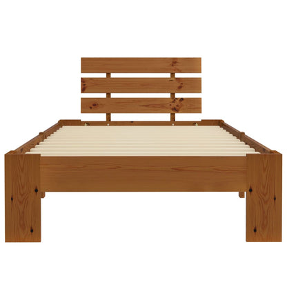 vidaXL Bed Frame | Honey Brown | Solid pine wood, Plywood | Single | Durable