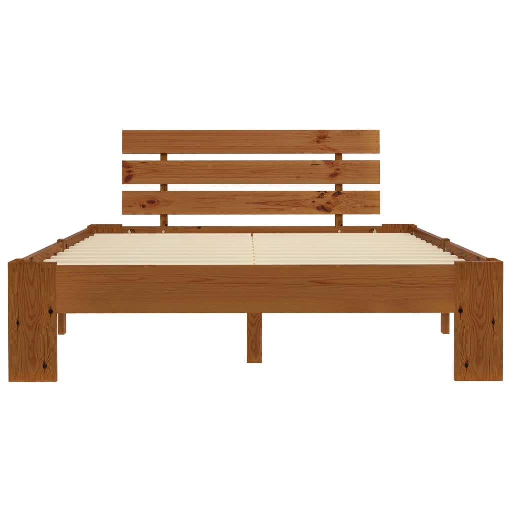 vidaXL Bed Frame | Honey Brown | Solid pine wood and plywood | Double | Sturdy