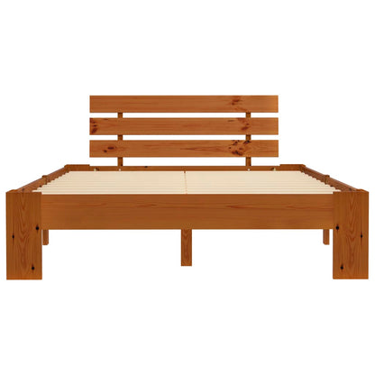 vidaXL Bed Frame | Honey Brown | Solid pine wood and plywood | Double | Sturdy