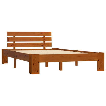vidaXL Bed Frame | Honey brown | Solid pine wood and plywood | Double | Durable