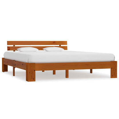 vidaXL Bed Frame | Honey brown | Solid pine wood, plywood slats | Super King