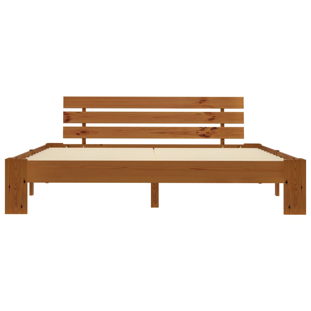 vidaXL Bed Frame | Honey brown | Solid pine wood, plywood slats | Super King