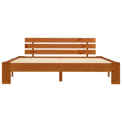 vidaXL Bed Frame | Honey brown | Solid pine wood, plywood slats | Super King