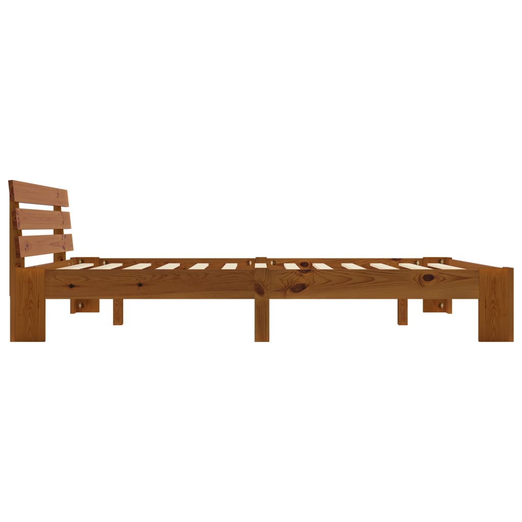 vidaXL Bed Frame | Honey brown | Solid pine wood, plywood slats | Super King