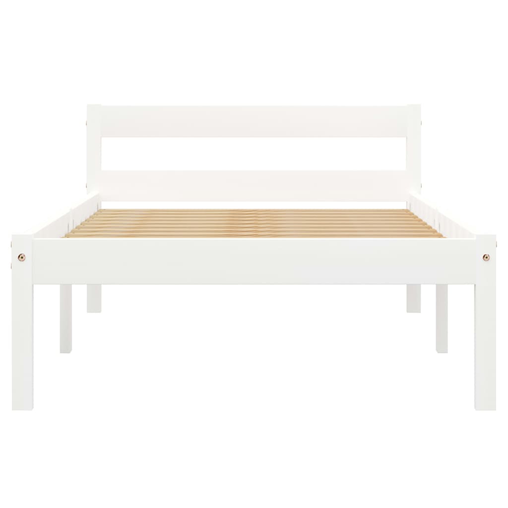 vidaXL Bed Frame without Mattress White Solid Pine Wood 90x200 cm