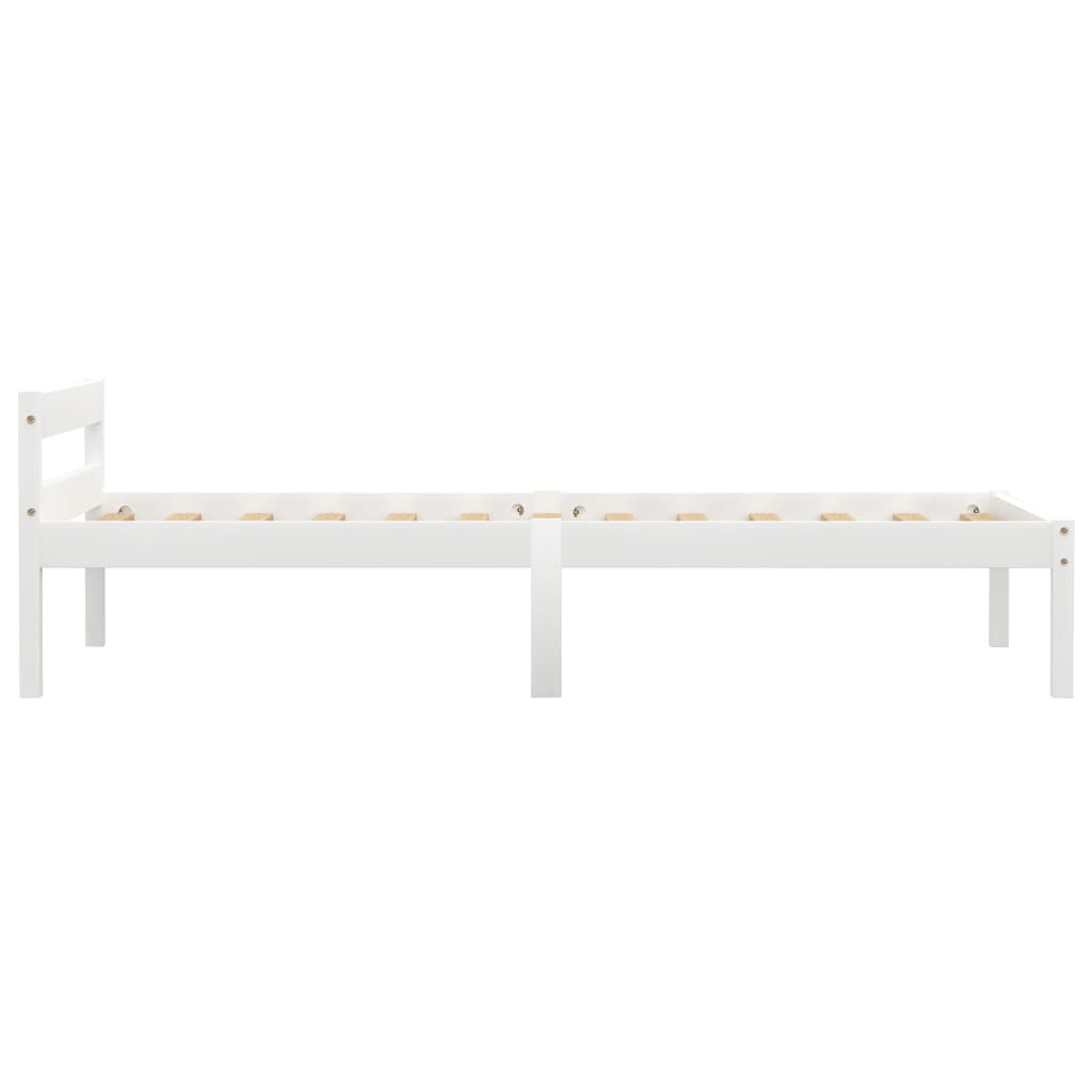 vidaXL Bed Frame without Mattress White Solid Pine Wood 90x200 cm