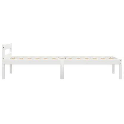 vidaXL Bed Frame without Mattress White Solid Pine Wood 90x200 cm