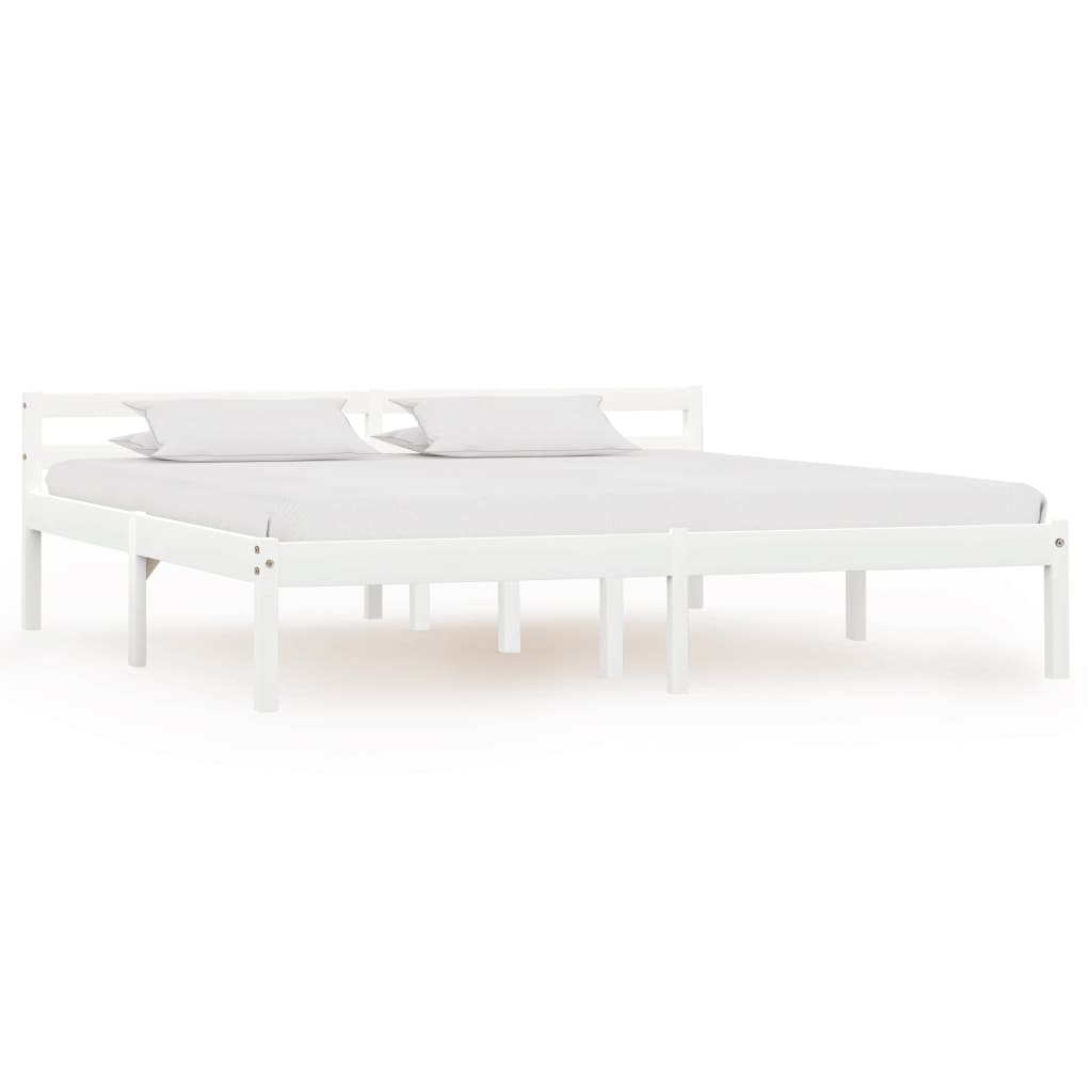 vidaXL Bed Frame | White | Solid pine wood, plywood | 160x200 cm | Durable