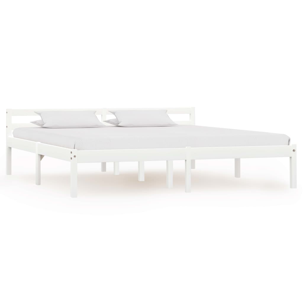 vidaXL Bed Frame | White | Solid pine wood, plywood slats | Super King | Durable