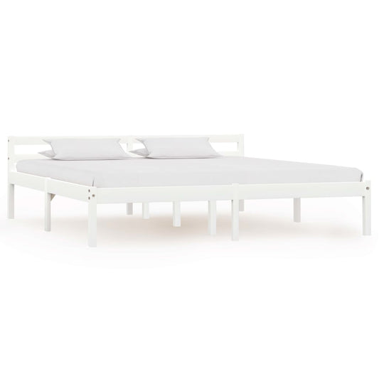vidaXL Bed Frame | White | Solid pine wood, plywood slats | Super King | Durable