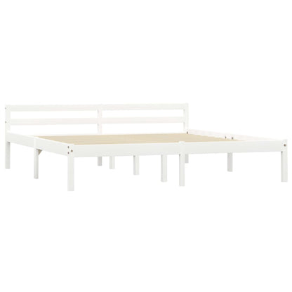 vidaXL Bed Frame | White | Solid pine wood, plywood slats | Super King | Durable