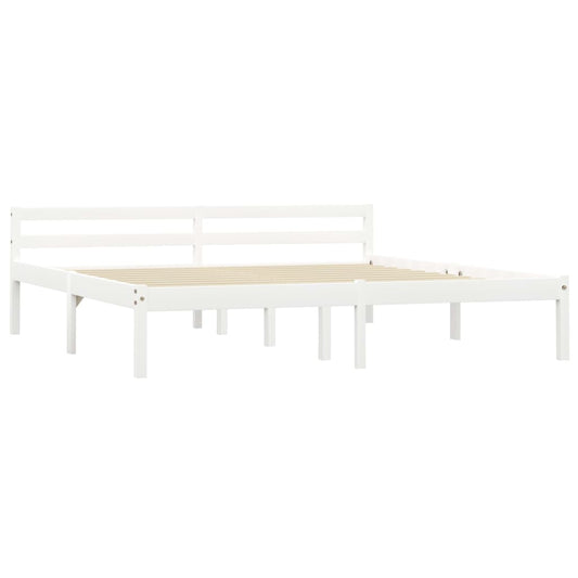 vidaXL Bed Frame | White | Solid pine wood, plywood slats | Super King | Durable