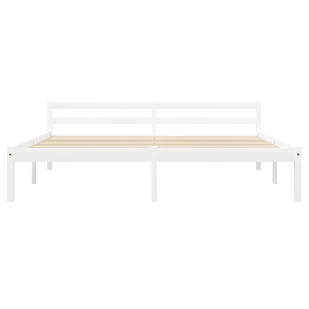 vidaXL Bed Frame | White | Solid pine wood, plywood slats | Super King | Durable
