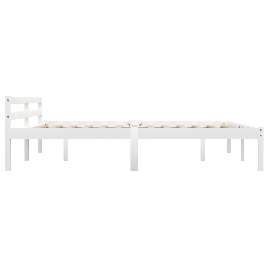 vidaXL Bed Frame | White | Solid pine wood, plywood slats | Super King | Durable