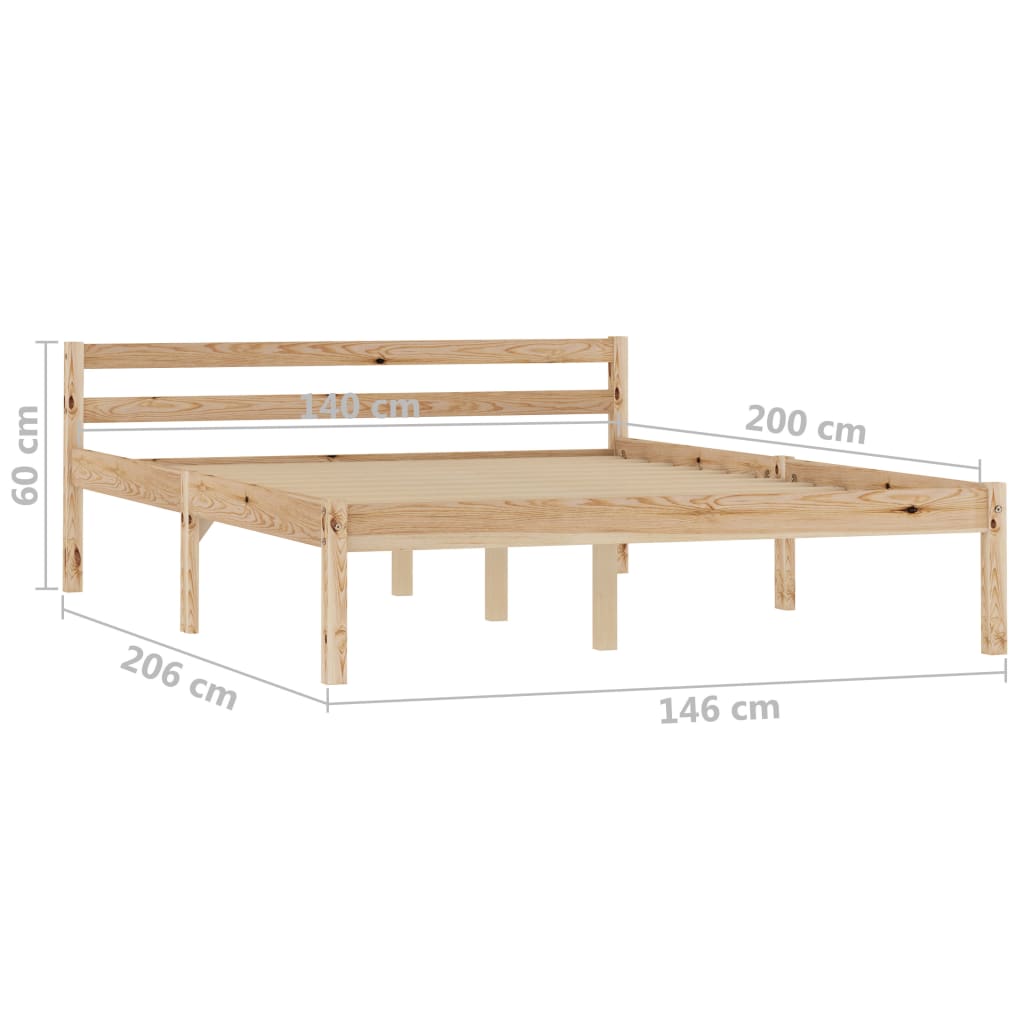 vidaXL Bed Frame without Mattress Solid Pine Wood 140x200 cm