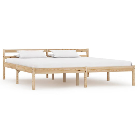 vidaXL Bed Frame | Natural | Solid pine wood | Double |  Durable  | Bed Frame