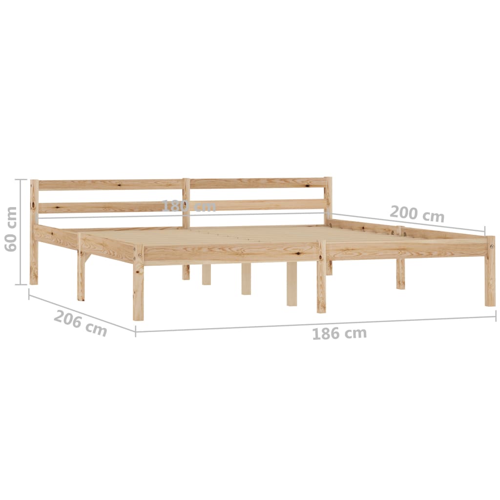 vidaXL Bed Frame without Mattress Solid Pine Wood 180x200 cm Super King