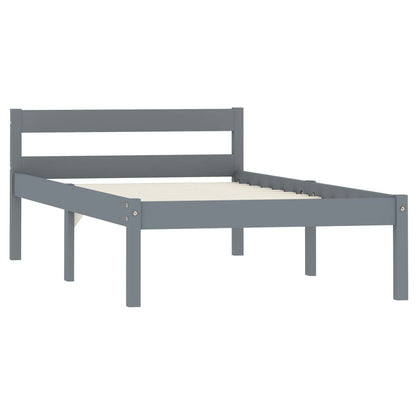 vidaXL Bed Frame without Mattress Grey Solid Pine Wood 100x200 cm