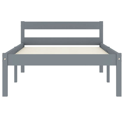 vidaXL Bed Frame without Mattress Grey Solid Pine Wood 100x200 cm