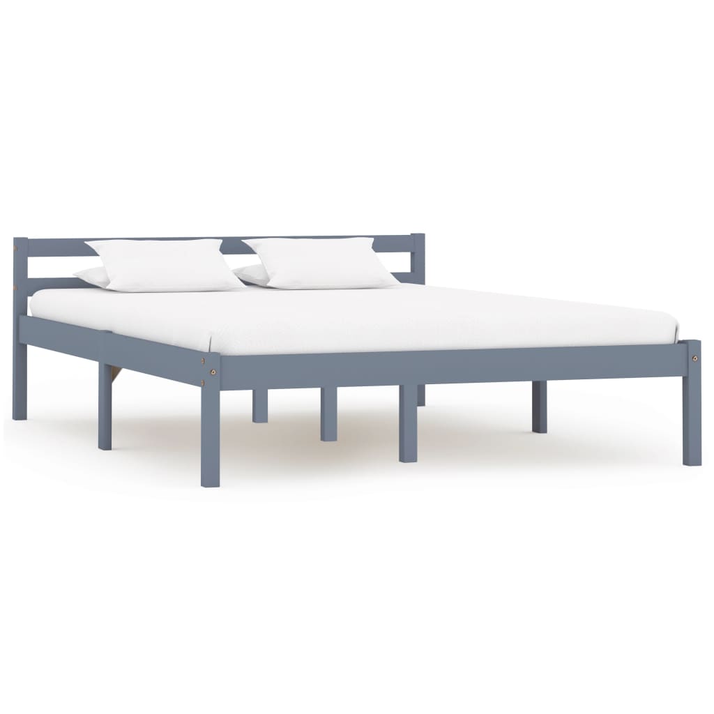 vidaXL Bed Frame | Grey | Solid pine wood | 120 x 200 cm | Durable | Bed Frame