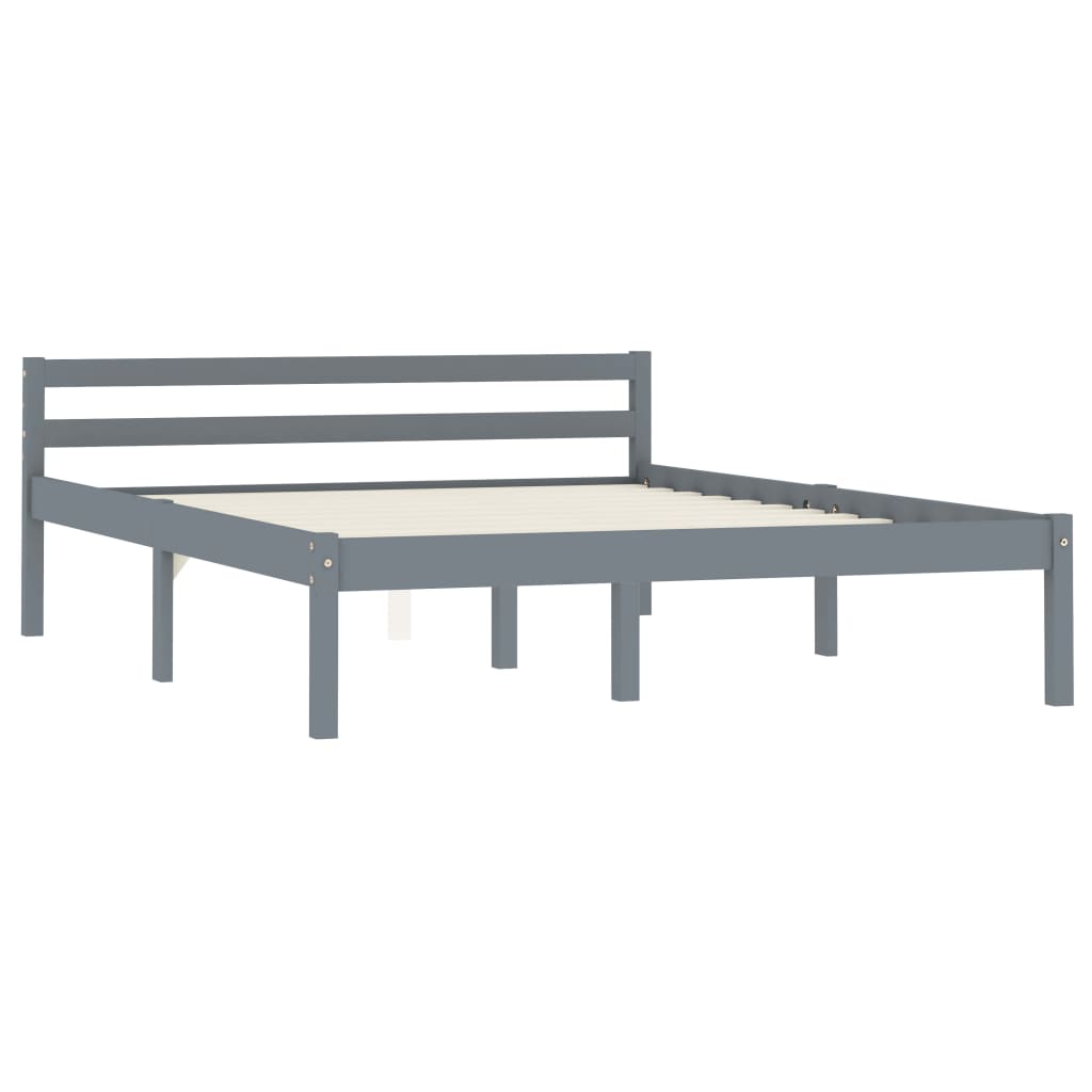 vidaXL Bed Frame | Grey | Solid pine wood | 120 x 200 cm | Durable | Bed Frame