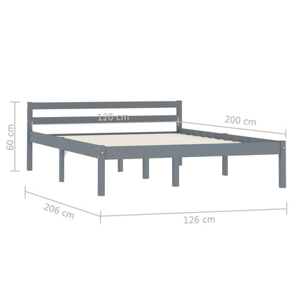 vidaXL Bed Frame | Grey | Solid pine wood | 120 x 200 cm | Durable | Bed Frame