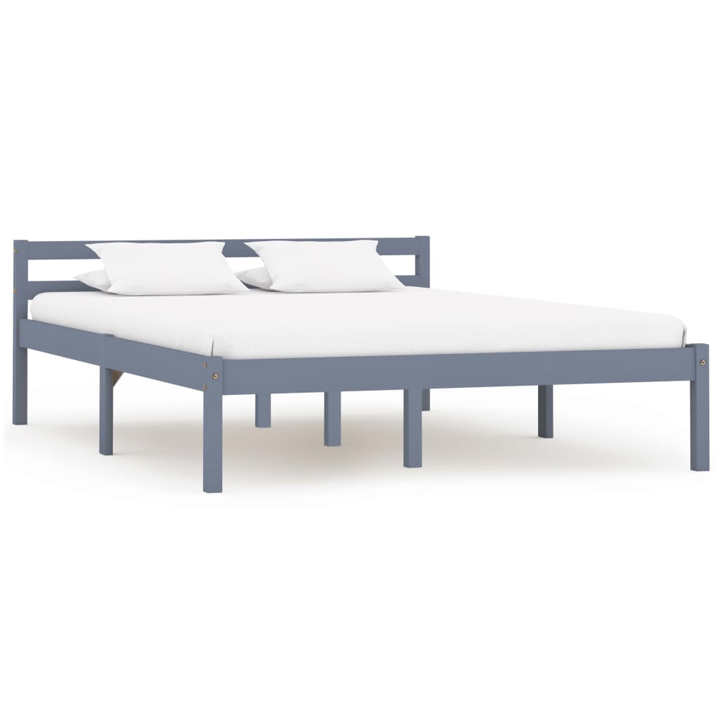 vidaXL Bed Frame | Grey | Solid pine wood | 140x200 cm | Durable | Bed Frame