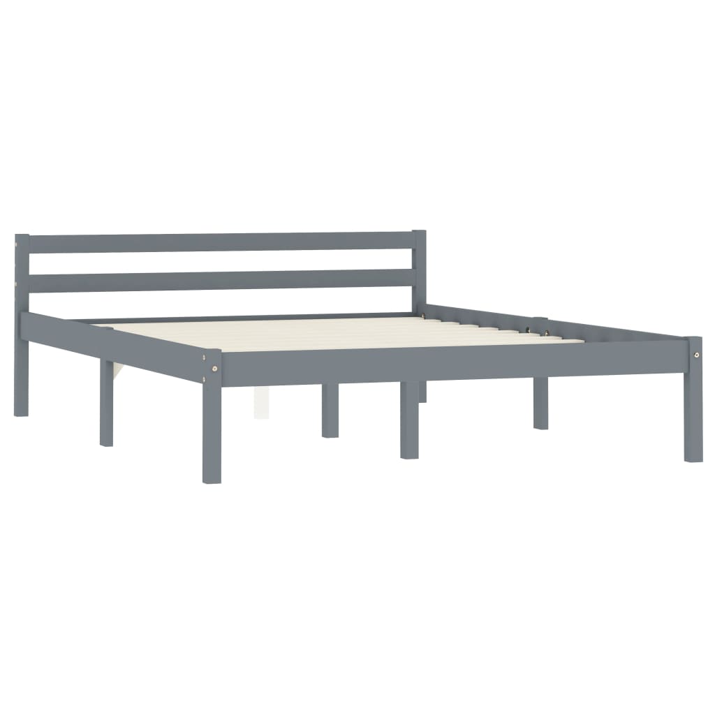 vidaXL Bed Frame | Grey | Solid pine wood | 140x200 cm | Durable | Bed Frame