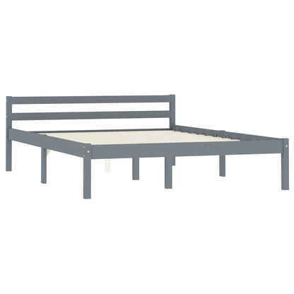 vidaXL Bed Frame | Grey | Solid pine wood | 140x200 cm | Durable | Bed Frame