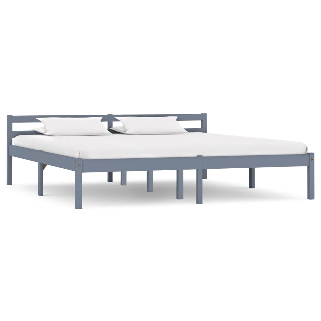 vidaXL Bed Frame | Grey | Solid Pine Wood | 160x200 cm | Durable | Bed Frame