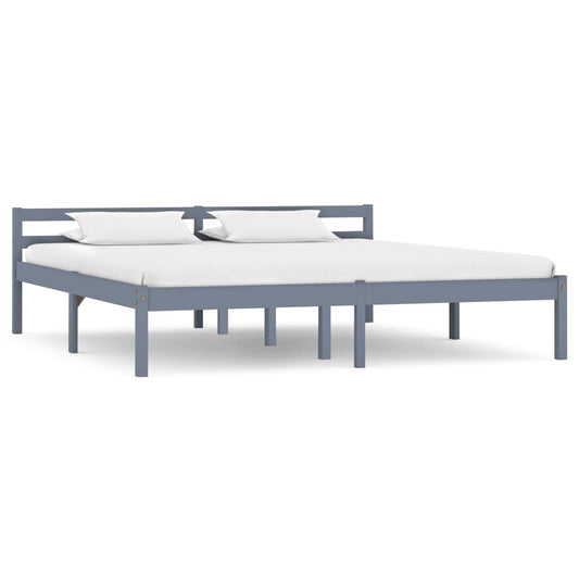 vidaXL Bed Frame | Grey | Solid Pine Wood | 160x200 cm | Durable | Bed Frame