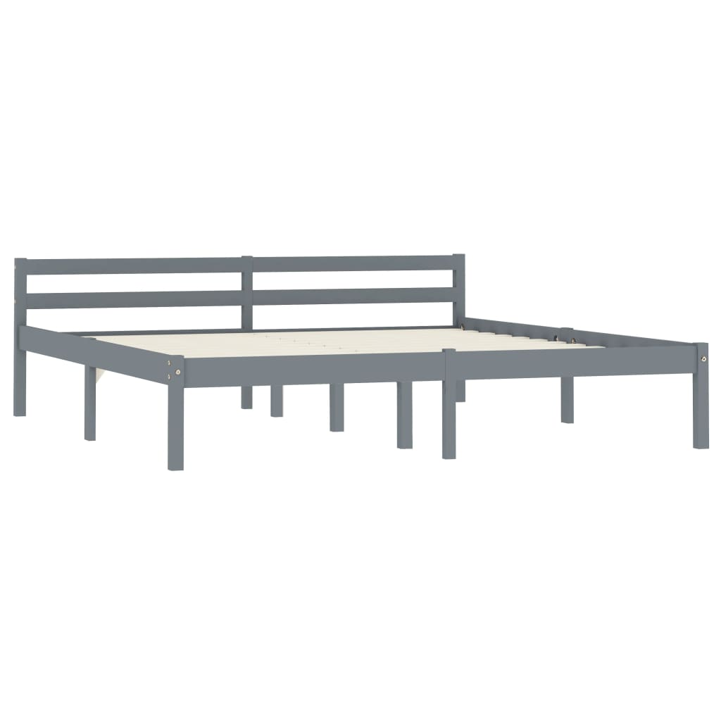 vidaXL Bed Frame | Grey | Solid Pine Wood | 160x200 cm | Durable | Bed Frame