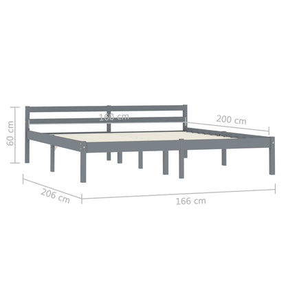vidaXL Bed Frame | Grey | Solid Pine Wood | 160x200 cm | Durable | Bed Frame