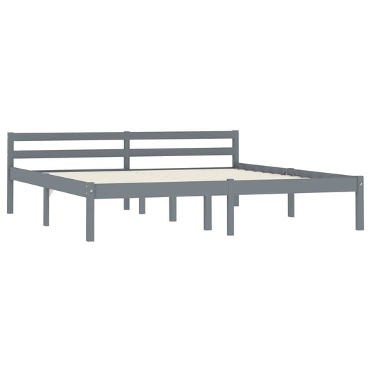 vidaXL Bed Frame | Grey | Solid Pine Wood, Plywood | Super King |  Durable