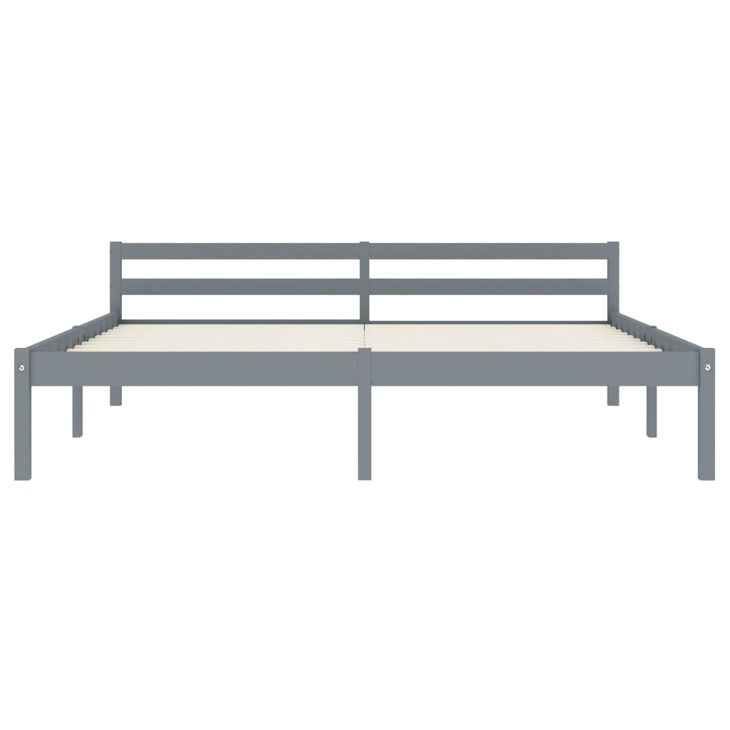 vidaXL Bed Frame | Grey | Solid Pine Wood, Plywood | Super King |  Durable